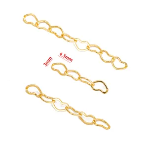 Premium 18K gold plated heart shaped link chain for DIY jewelry making 3mm and 4.3mm