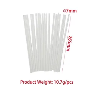 Premium high-viscosity 7mm transparent hot melt glue sticks, 265mm length, 10.7g each