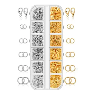 Kit completo para hacer joyas con cierres de langosta y anillos dorados y plateados