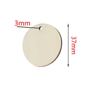 Λεπτομερής όψη ξύλινου δίσκου 37mm με οπή 3mm για χειροτεχνίες και DIY κατασκευές