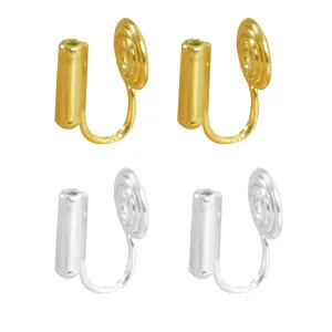 Dettaglio dei convertitori per orecchini a clip in oro e argento per lobi senza fori d'orecchio