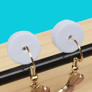 White Round Sponge Foam Gaskets Earring Post Protectors Jewelry Packaging Card Gaskets Anti-Prick Support Pads For Accessories