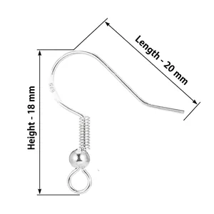 Vue détaillée des crochets d'oreilles argentés avec dimensions pour la création de bijoux