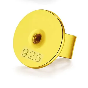 High-quality gold plated 925 copper earring back with circular flat disc design