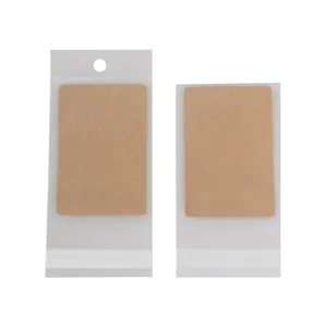 Detailed view of 6x9cm kraft paper jewelry display cards with clear adhesive OPP bags