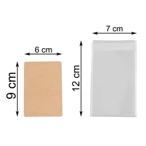 Detailed dimensions of 6x9cm kraft jewelry card and 7x12cm clear plastic bag