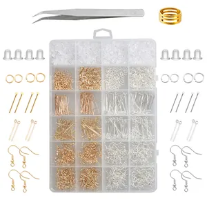 Professional DIY Jewelry Making Findings Kit Multi-Grid Storage Box Tool Set Earring Hooks Lobster Clasps Jump Rings Craft
