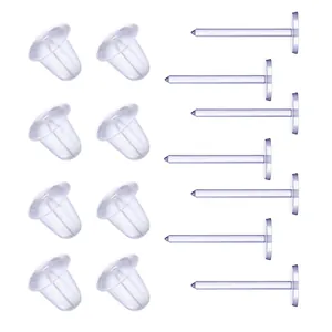 Transparent Plastic Earring Posts and Backs Set for DIY Jewelry Making Eco-Friendly Anti-Allergy Flat Pad Studs Stoppers