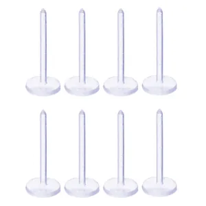Clear plastic flat-base ear studs set for DIY jewelry making and piercing retainers