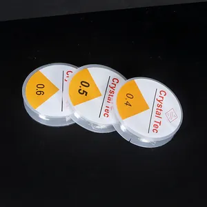 Detail view of 0.4mm, 0.5mm, and 0.6mm transparent elastic beading thread spools