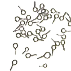 Small silver metal eye screw hooks and eyelets for DIY handmade jewelry making crafts