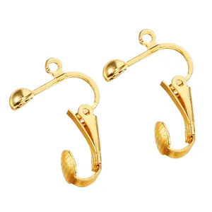 Close-up of premium gold-plated French clip-on earring converters for DIY jewelry making