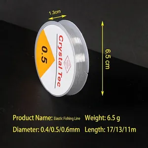 Transparent elastic crystal thread for DIY jewelry beading and bracelet making.