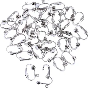 Detailed view of silver-colored clip-on earring converters for DIY jewelry making