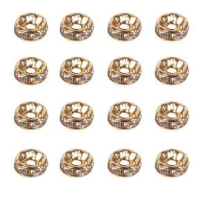 Set aus 16 goldenen 6mm 18K vergoldeten Zirkonia-Abstandshalterperlen für DIY-Schmuck