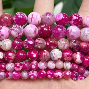 Premium rose red dragon vein fire agate round beads for DIY jewelry making accessories