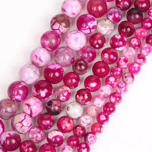 Rose red dragon vein fire agate round beads for DIY jewelry making in 6/8/10mm sizes