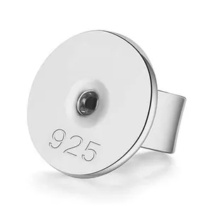 Close-up macro detail showing 925 hallmark on a silver-plated round earring back clutch