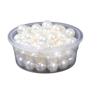 Creamy white ABS imitation pearl beads with double holes for DIY jewelry making
