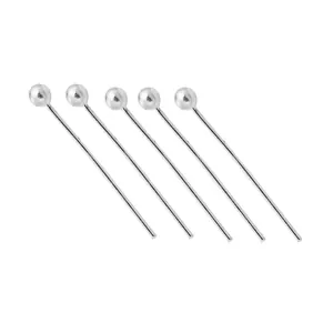 Set of five silver plated ball head pins for DIY handmade jewelry and earring making