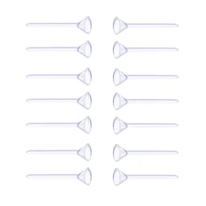 Set of transparent plastic earring studs with bullet flat head for DIY jewelry making.