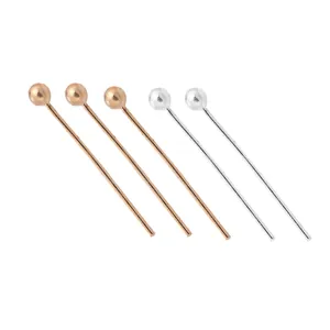 Set of 18K gold and silver plated copper head pins for DIY jewelry making accessories.