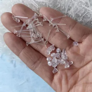 100 pairs of transparent plastic earring pins and bullet backs for DIY jewelry making
