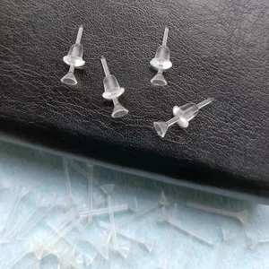 Set of 100 DIY jewelry making transparent plastic earring posts and bullet backs