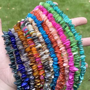 High-quality close-up of colorful Bohemian gravel and shell beads for DIY jewelry making
