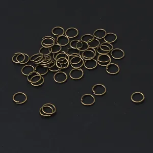 Close-up of antique bronze metal jump rings for DIY jewelry making findings