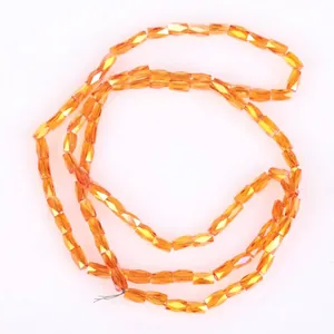 High-quality faceted amber orange glass beads 2x4mm for DIY jewelry making accessories