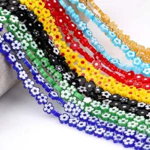 Retro Millefiori Plum Flower Glass Loose Beads Floral Lampwork Spacer Beads For DIY Jewelry Making Necklace Bracelet Accessories