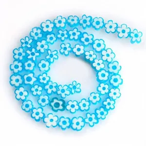 8mm blue and white plum flower millefiori glass beads for DIY jewelry