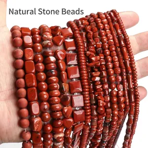 Various shapes of red jasper natural stone beads for DIY bracelets and necklaces
