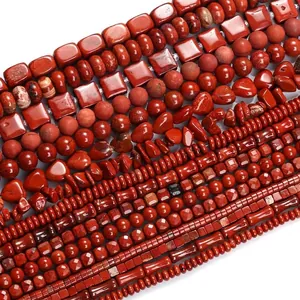Assorted red jasper natural stone beads in various shapes for DIY jewelry making