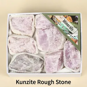 Natuurlijke Paarse Kunziet Ruwe Stenen Cadeaudoos Heilzame Kristallen Mineralen Voor Aroma Diffuser Decoratie Ornament