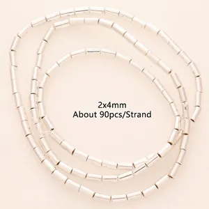 Vista dettagliata delle perle a tubo in ematite argentata 2x4mm con info quantità