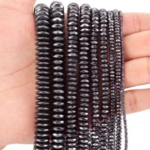 Facettierte Flache Hämatit-Perlen Abakus-Zwischenperlen Für DIY Armband Halskette Schmuckherstellung Galvanisierte Steinperlen