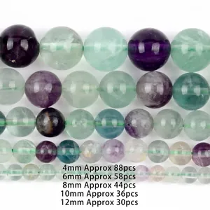 Close-up macro view of natural rainbow fluorite beads in various sizes and colors