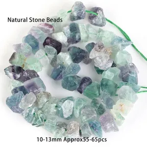 Macro view of irregular natural colorful fluorite raw stone beads for DIY jewelry making