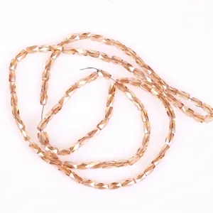 Champagne faceted glass tube beads 2x4mm for DIY jewelry making and craft accessories