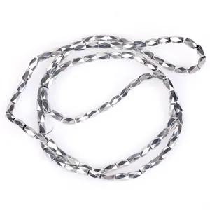 Silver faceted glass beads for DIY jewelry making, 2x4mm metallic loose strand
