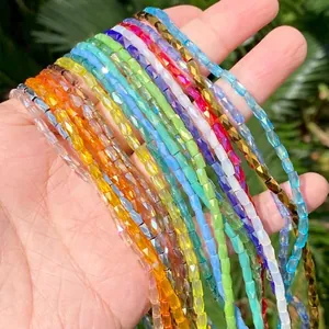 Colorful 2x4mm faceted glass beads strands for DIY handmade jewelry making kits.