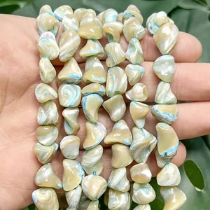 Detail of 9-14mm irregular iridescent shell beads for DIY jewelry making