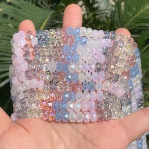 Colorful mixed faceted glass abacus beads for DIY handmade jewelry and accessory making