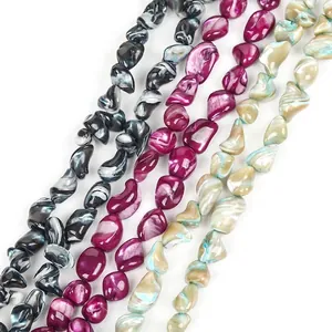 9-14mm natural multi-colored irregular shell loose beads for DIY jewelry making