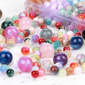 Perle colorate in resina occhio di gatto con glitter per creazione di gioielli fai-da-te