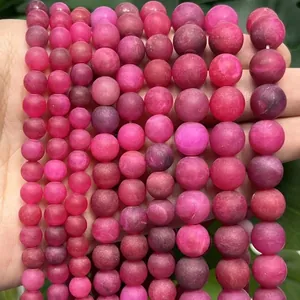 Natural rose red agate chalcedony round loose beads for DIY jewelry craft 6 8 10mm