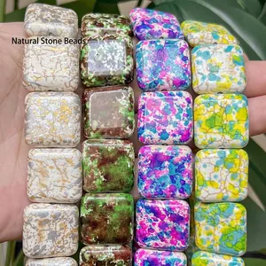 20mm Flat Square Turquoise Beads DIY Jewelry Findings Pearlescent Stone Beads For Bracelet Watch Band Handmade Accessories
