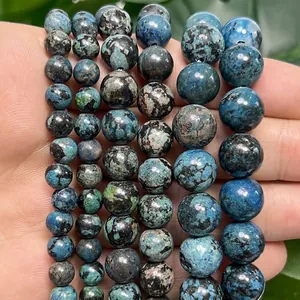 Detailed macro view of mixed color snowflake turquoise round beads for DIY jewelry